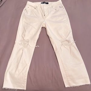 Womens white destructed crop jeans Size 4/27R